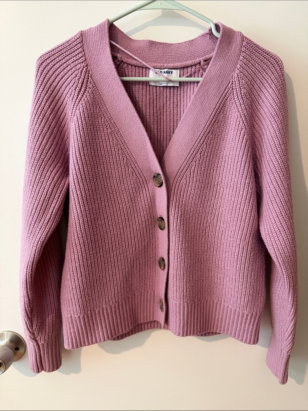 Old Navy Dusty Rose Ribbed Button-Up Cardigan